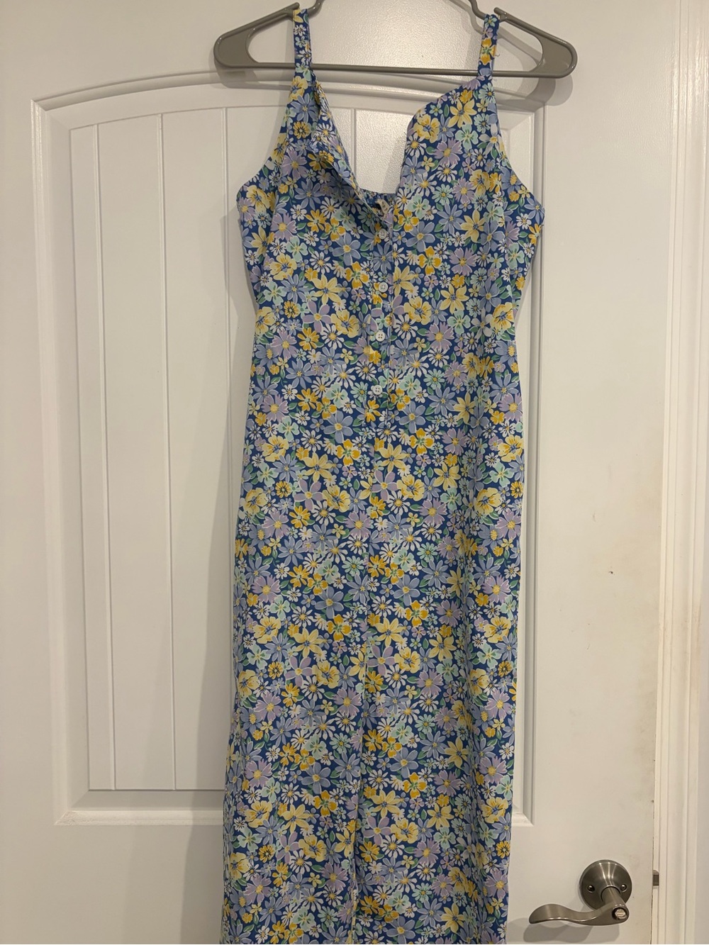 Floral Slip Maxi Dress - Blue & Yellow